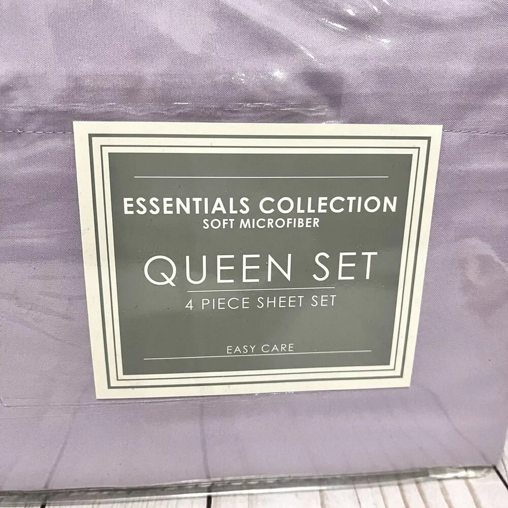 New! Essentials Collection Soft Microfiber Queen Sheet Set Lavender Purple